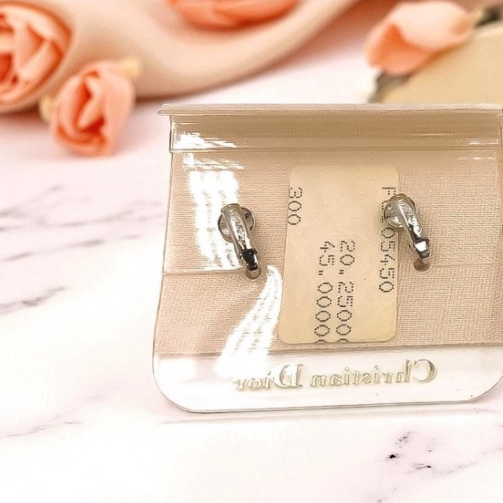 New! Dior Pearl/Silver Diamanté Clip Earrings - Picture 2 of 2